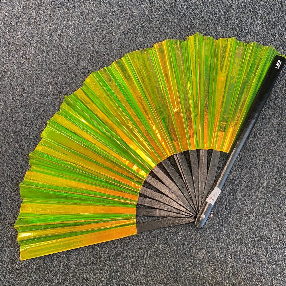 PRE-LOVED LASR - Acid Drip Iridescent Fluid Rave Fan- MISC013